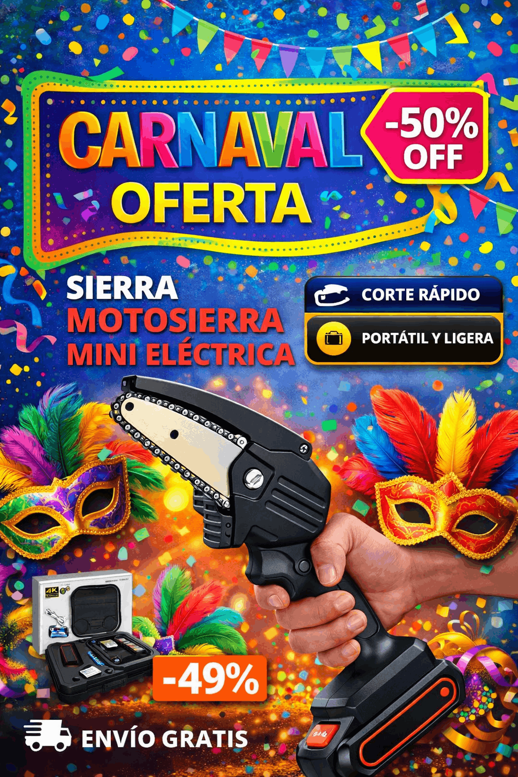 Mini Motosierra De Mano Portatil Recarga Original + Envío Grátis + Regalos