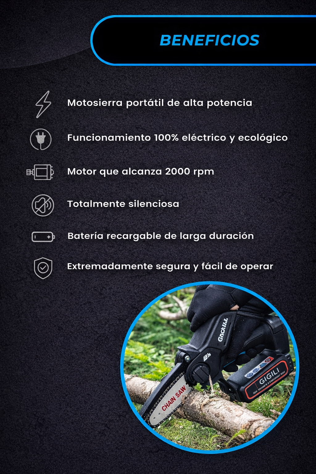 Mini Motosierra De Mano Portatil Recarga Original + Envío Grátis + Regalos